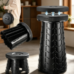 2026 Black Collapsible Stool with Cushion