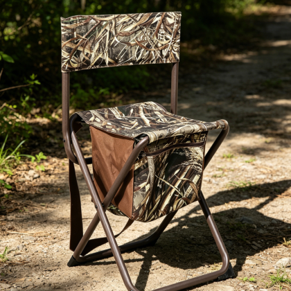 Camouflage Folding Stool with Storage Pocket