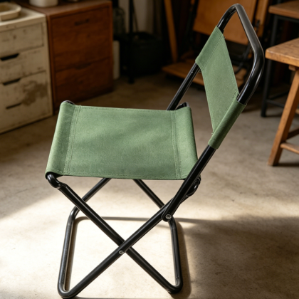 Green Portable Folding Camping Chair with Backrest