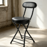 Black Cushioned Padded Folding Bar Stool