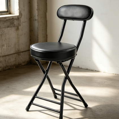 Black Cushioned Padded Folding Bar Stool