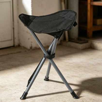 Black Lightweight Collapsible Camping Stool
