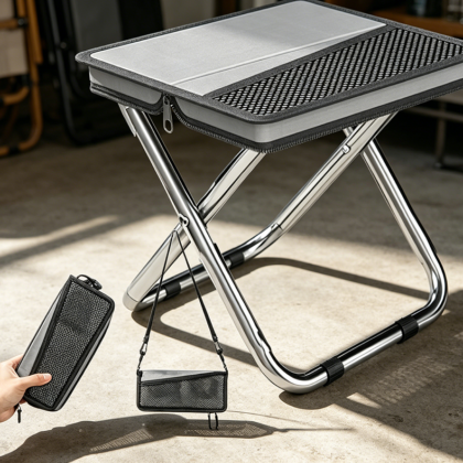 Grey 2-in-1 Camping Stool and Bag