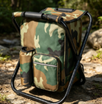 Camouflage Camping Stool with Cooler Backpack