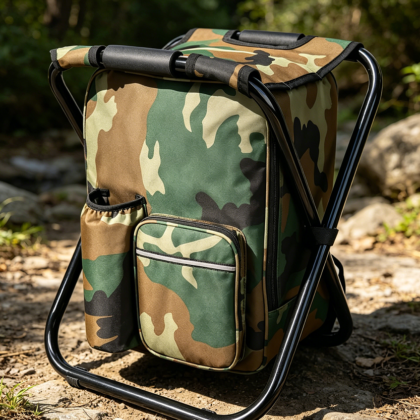 Camouflage Camping Stool with Cooler Backpack