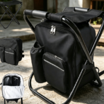 Black Multifunction Camping Chair Backpack with Cooler