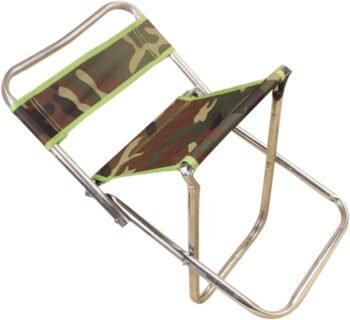 Large Portable Folding Stool with Metal Backrest