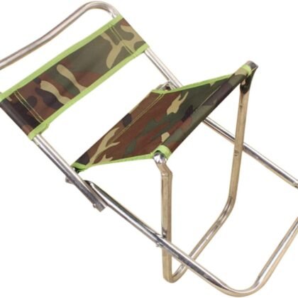 Large Portable Folding Stool with Metal Backrest
