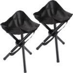 2-Piece Black Portable Tripod Stool Set