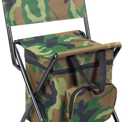 Camouflage Foldable Camping Chair with Cooler Bag