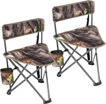 2-Pack Camo Tripod Hunting Chairs with Backrest