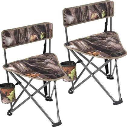 2-Pack Camo Tripod Hunting Chairs with Backrest